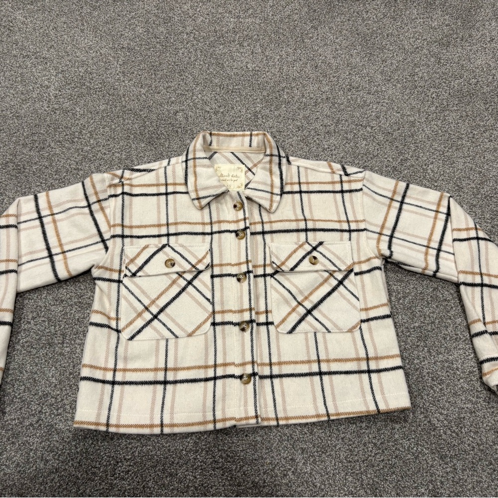 Altar'd State Plaid Jacket in Cream and Brown